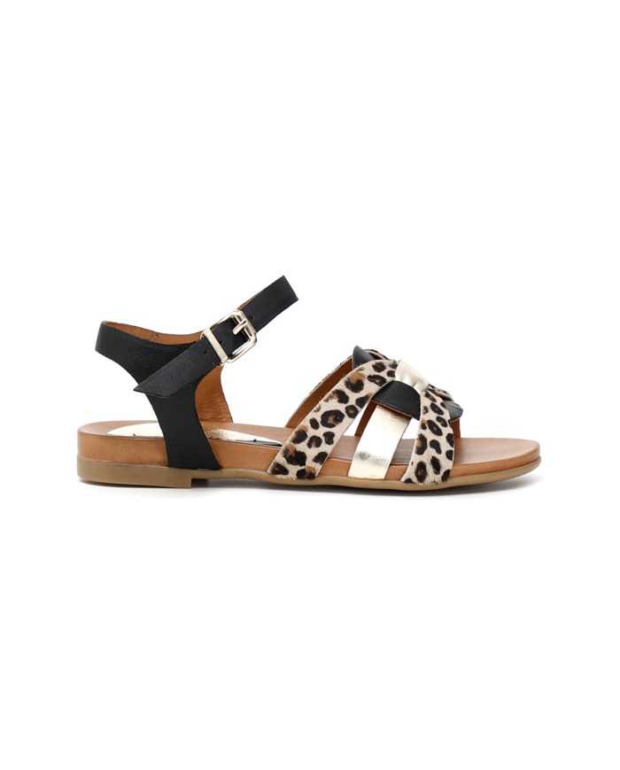 CafèNoir Sandalo Cavallino Leopardato Nero - Glamour Calzature