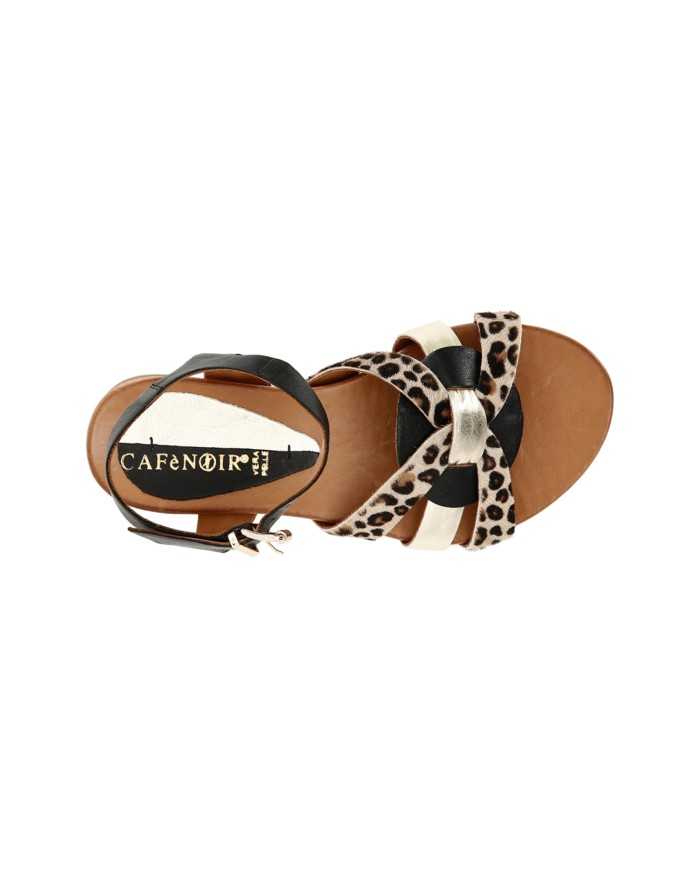 CafèNoir Sandalo Cavallino Leopardato Nero - Glamour Calzature